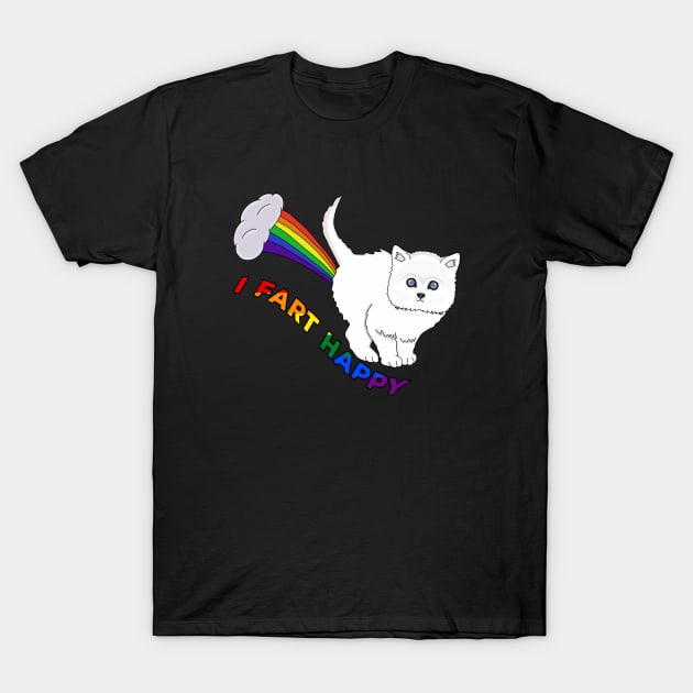 I Fart Happy - Funny Cat Fart Rainbow T-Shirt by DiegoCarvalho